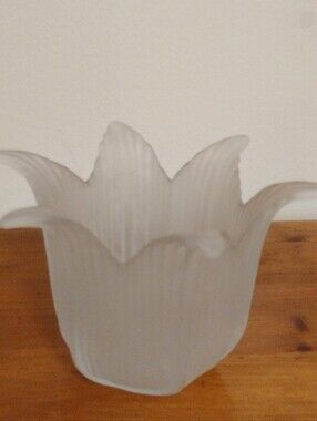 Beautiful Frosted Tulip Glass Candle Holder